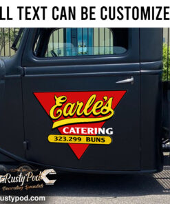 Personalized Red Triagle Vintage Lettering Vinyl Sticker Set 02 Pcs