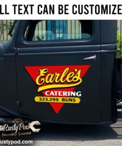 Personalized Red Triagle Vintage Lettering Vinyl Sticker Set 02 Pcs