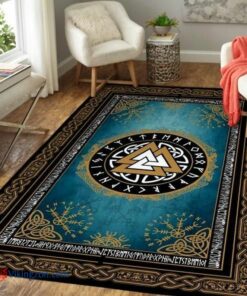 Vegvisir Valknut Rune Helm Of Awe Viking Area Rug