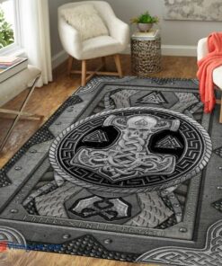 Thor Hammer Mjolnir Viking Area Rug