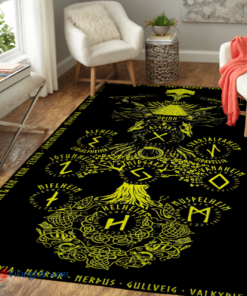 Tree Of Life Gold Yggdrasilorse Mythology Viking Area Rug