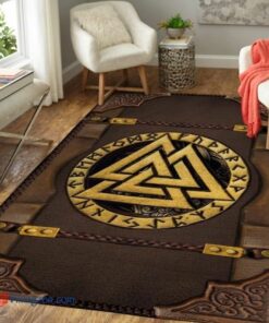 Valknut Vintage Runeorse Mythology Viking Area Rug
