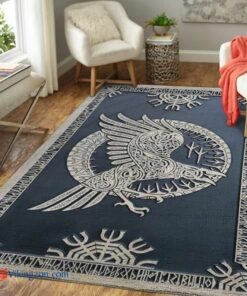 Raven Viking Rune Helm Of Awe Viking Area Rug
