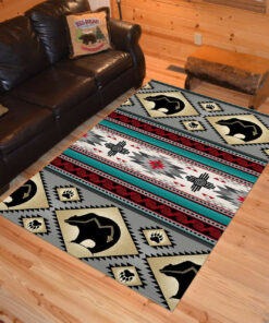 Personalized Bear Rustic Cabin Native American Area Rugs