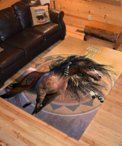 Personalized Horse Native American Area Rugs for Bedroom