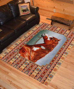 Personalized Native American War Horse Southwestern Area Rugs