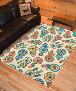 Personalized Beaded Dreamcatcher Cream Native American Area Rugs