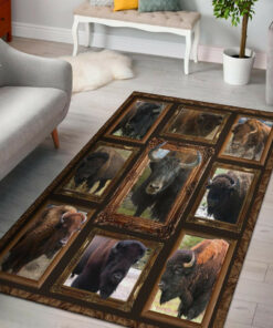 Personalized bison Warriors Native American Area Rugs