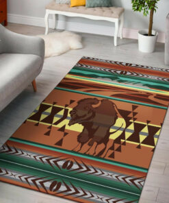 Personalized Bison Yellow Native American Pride Area Rugs