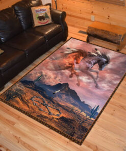 Personalized Native Spirit Horse Native American Area Rugs