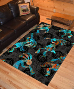 Personalized Southwest Reflection Kokopelli Charcoal Native American Area Rugs