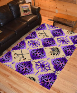 Personalized Native Spirit Headdress Pipe Purple Native American Area Rugs