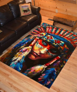Personalized Native Girl Unique Native American Area Rugs