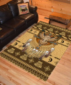 Personalized American Beadwork Owl Mandala Native American Area Rugs