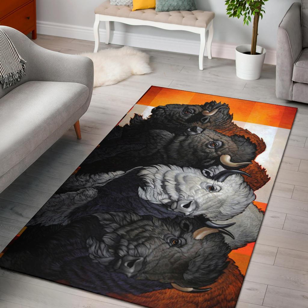Personalized Bison Native American Pride Area Rugs - Bluefink
