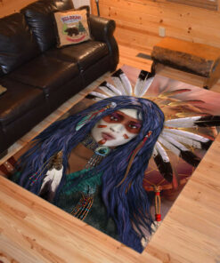 Personalized Warrior Girl Native American Area Rugs