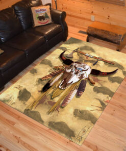 Personalized Buffalo Soldier Skull Native American Area Rugs