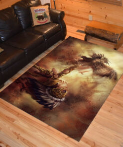 Personalized Native Spiritual girl eagle Native American Area Rugs