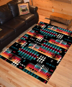 Personalized Native Pattern Black Red Native American Area Rugs