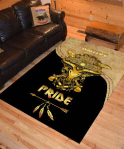 Personalized Native American Pride Symbols skull gold Area Rugs