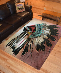 Personalized Headdress Native American Area Rugs