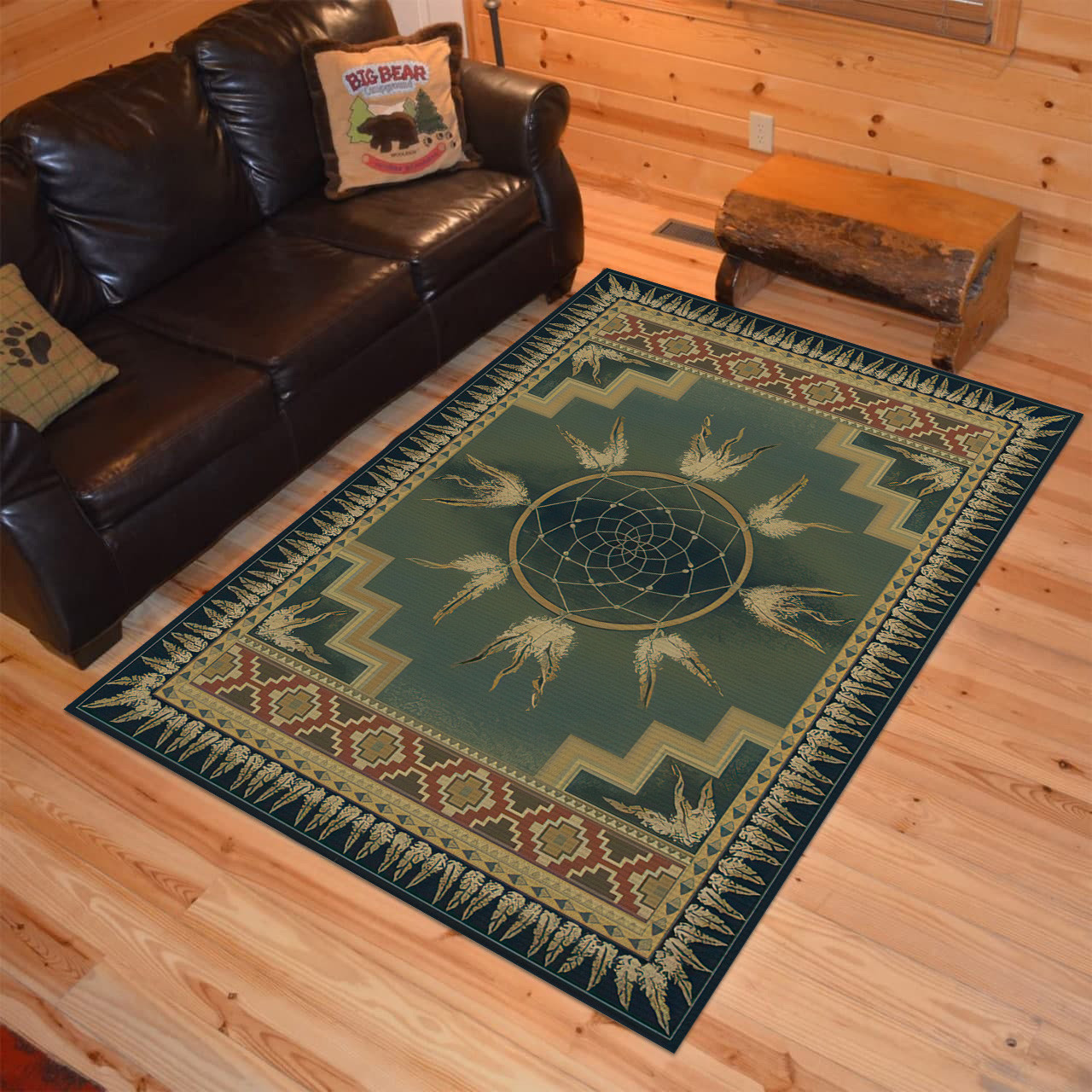 Personalized Native American Dream Catcher Lodge Area Rugs Bluefink