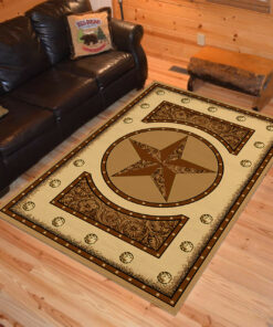 Personalized Tooled Star Texas Star Western Native American Area Rugs