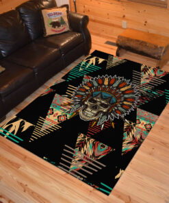 Personalized Skull Native American Area Rugs for Bedroom
