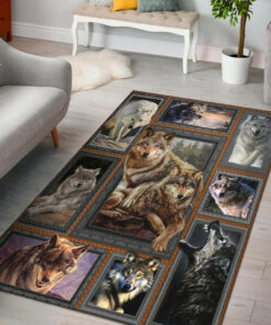 Personalized Wolf Native American Area Rugs