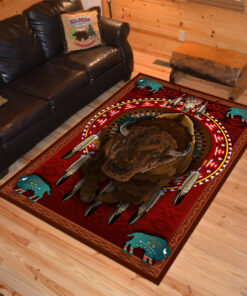 Personalized Native American Buffalo Native American Area Rugs