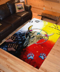 Personalized Ottawa skull Medicine Wheel Native American Area Rugs