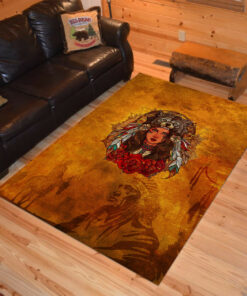 Personalized Wolf Lady Native American Area Rugs