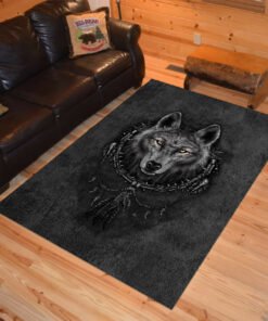 Personalized Wolf Dreamcatcher Native American Area Rugs