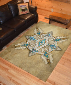 Personalized Native Bead Peyote Cross Native American Area Rugs