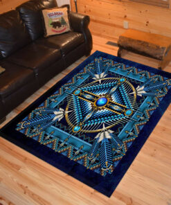 Personalized Mandala Blue Pattern Native American Area Rugs