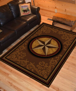 Personalized Gilded Star Brown Western Native American Area Rugs