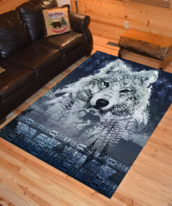 Personalized Native American Wolves Area Rugs