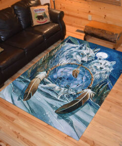 Personalized Wolves Dream Catcher Native American Area Rugs