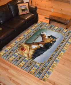 Personalized Buckskin Native American War Horse Southwest Area Rugs