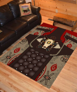 Personalized Symbol Symmetric Bull Skull Arrow Native American Area Rugs