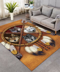 Personalized wolf dreamcatcher Pattern Native American Area Rugs
