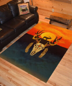 Personalized Native American Art Brother Elk Area Rugs