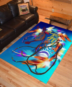 Personalized Bright Horse With Feathers Indian Horse Counted Cross Area Rugs