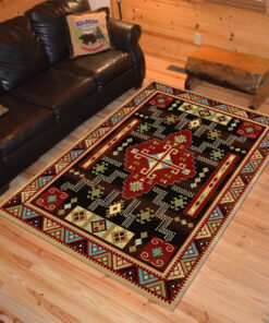 Personalized Black Red Western Native American Southwest Area Rugs