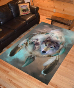 Personalized Wolf Dreams Of Peace Native American Area Rugs