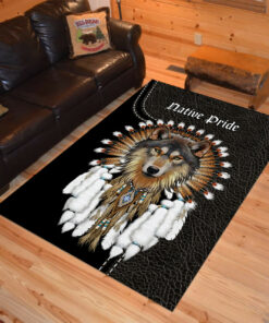 Personalized Animal Wolf Native American Area Rugs