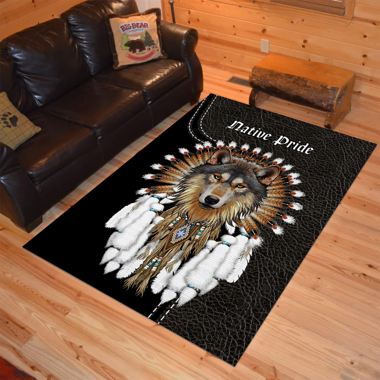Personalized Wolf Native American Area Rugs - Bluefink
