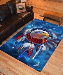 Personalized Dream Catcher Eagle Red White Blue Native American Area Rugs
