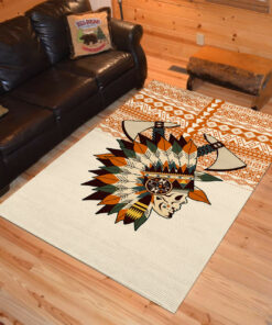 Personalized Skull Ethnic Symbols Sketch Native American Area Rugs