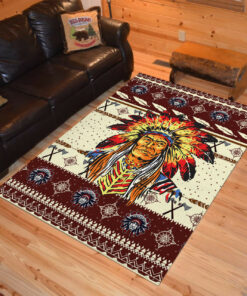 Personalized Native Man Indian Aztec Warior Ancient Indigenous Native American Area Rugs